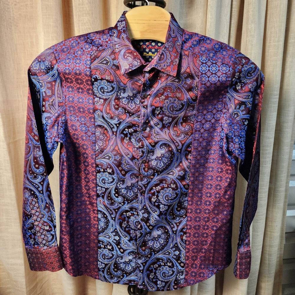 Robert Graham Limited Edition Mens L Silk Blend Paisley Jacquard Shirt